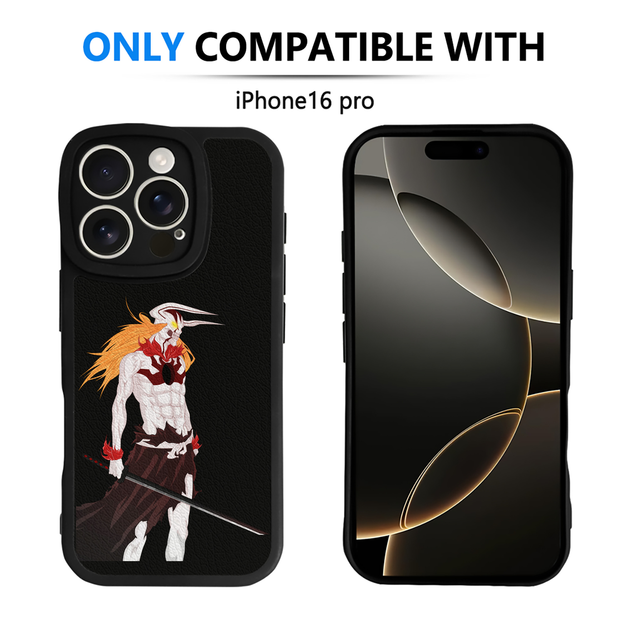 （画像用） ブリーチ 黒崎一護（くろさき いちご）BLEACH Kurosaki Ichigo 【iPhone 16シリーズ対応】シリコンスマホケース（レザー調） 材質：シリコン